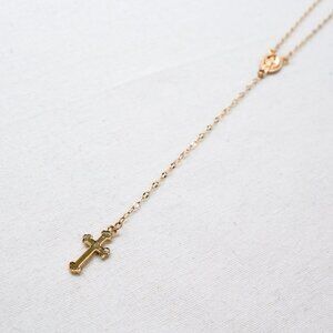gold cross drop necklace rosary
